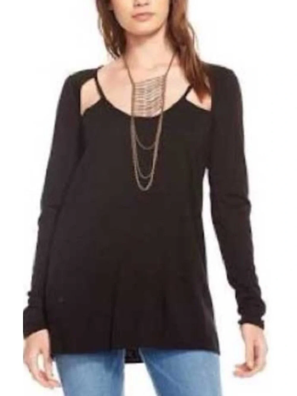Chaser Black Long Sleeve Top with Shoulder Cutouts